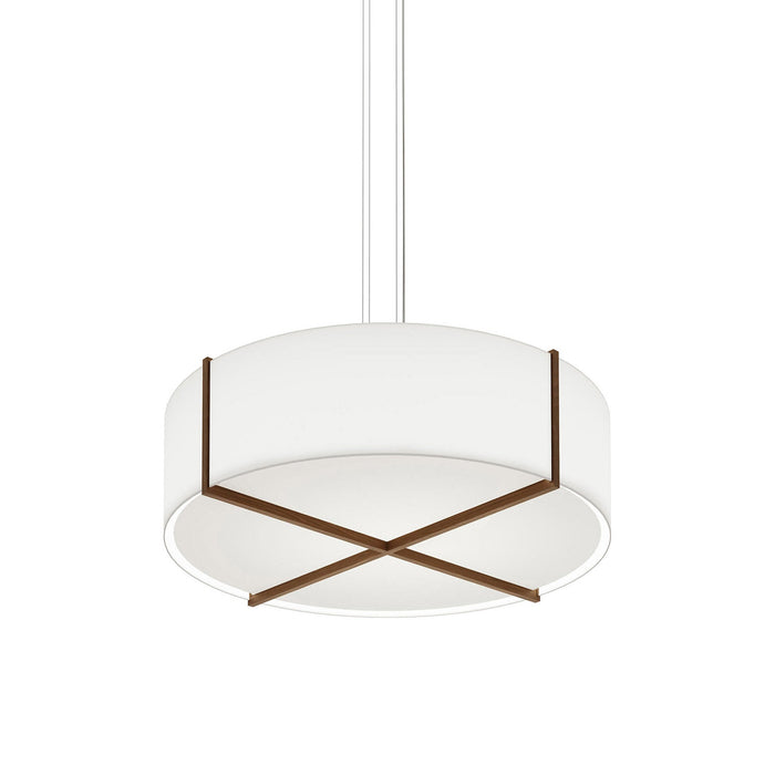 Plura 46 LED Pendant Light in Dark Stained Walnut/Frosted Polymer.