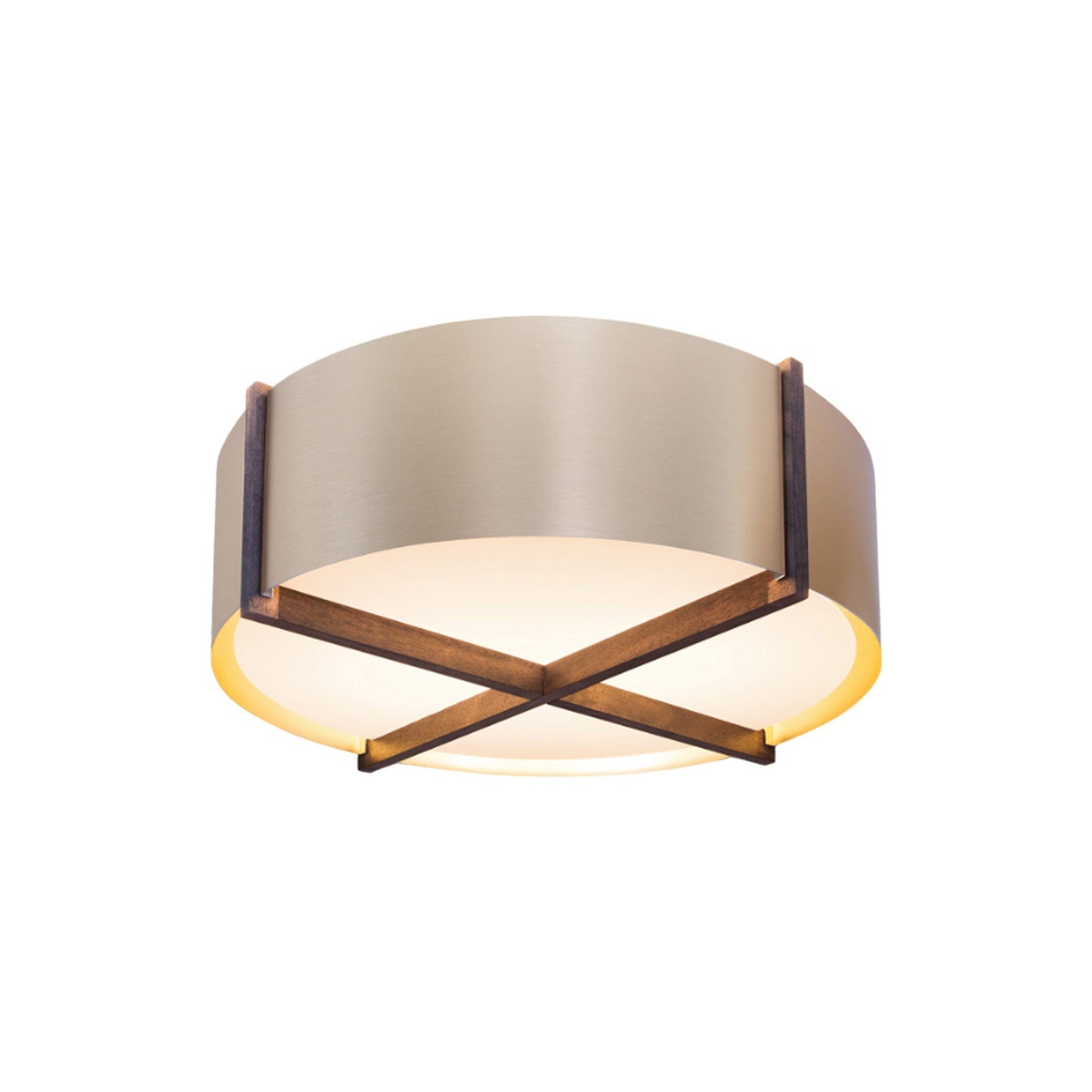 Plura LED Flush Mount Ceiling Light in Walnut/Rose Gold (24-Inch).