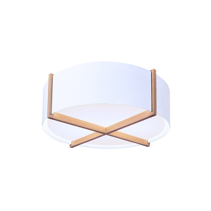 Plura LED Flush Mount Ceiling Light in White Washed Oak/Glossy White (24-Inch).