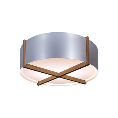 Plura LED Flush Mount Ceiling Light in Walnut/Brushed Aluminum (30-Inch).