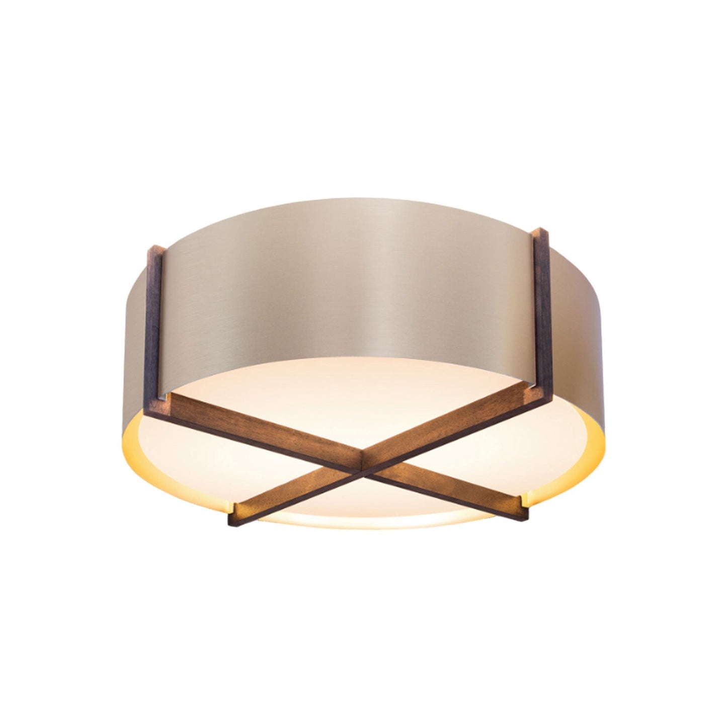 Plura LED Flush Mount Ceiling Light in Walnut/Rose Gold (30-Inch).