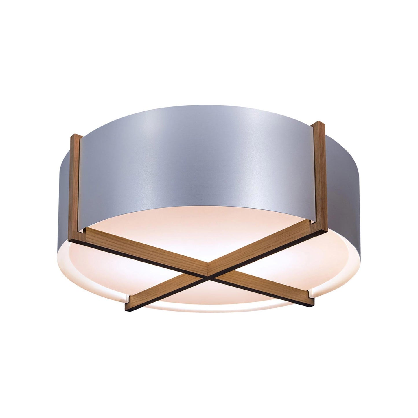 Plura LED Flush Mount Ceiling Light in Walnut/Brushed Aluminum (36-Inch).