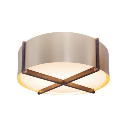 Plura LED Flush Mount Ceiling Light in Walnut/Rose Gold (36-Inch).