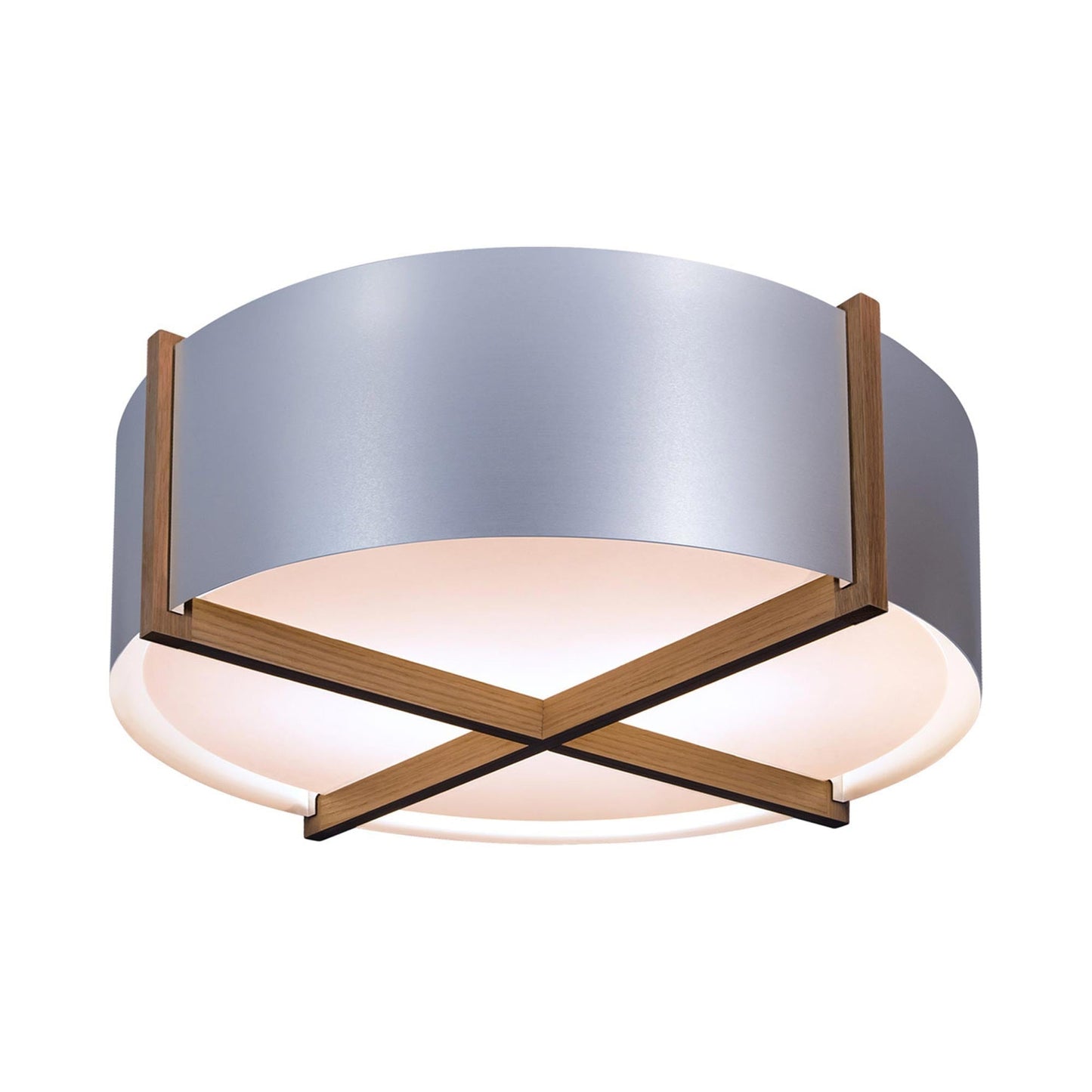 Plura LED Flush Mount Ceiling Light in Walnut/Brushed Aluminum (46-Inch).