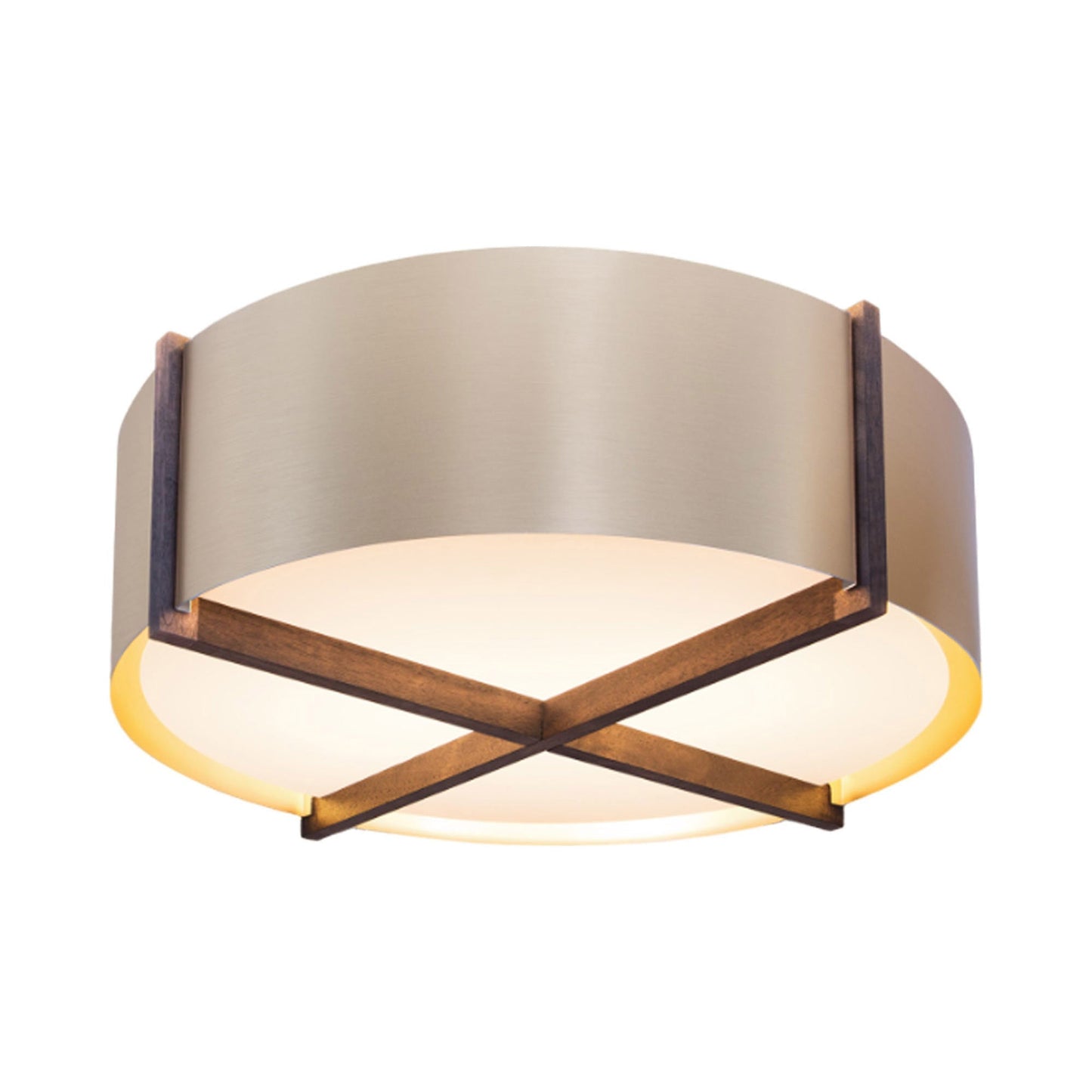 Plura LED Flush Mount Ceiling Light in Walnut/Rose Gold (46-Inch).