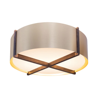 Plura LED Flush Mount Ceiling Light in Walnut/Rose Gold (46-Inch).