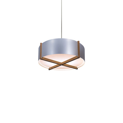 Plura LED Pendant Light in Walnut/Brushed Aluminum (18-Inch).