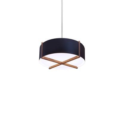 Plura LED Pendant Light in Walnut/Matte Black/White Interior (18-Inch).