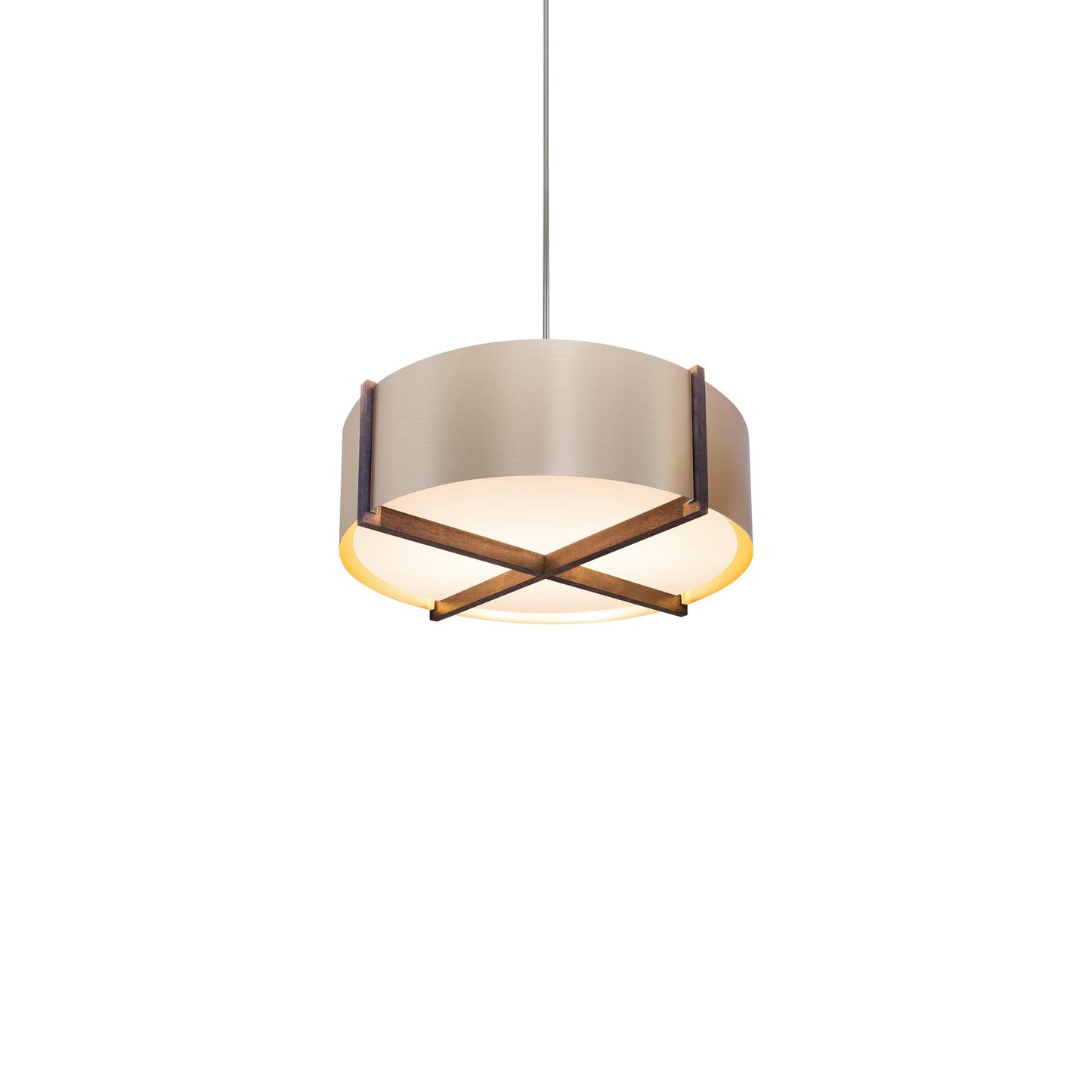 Plura LED Pendant Light in Walnut/Rose Gold (18-Inch).