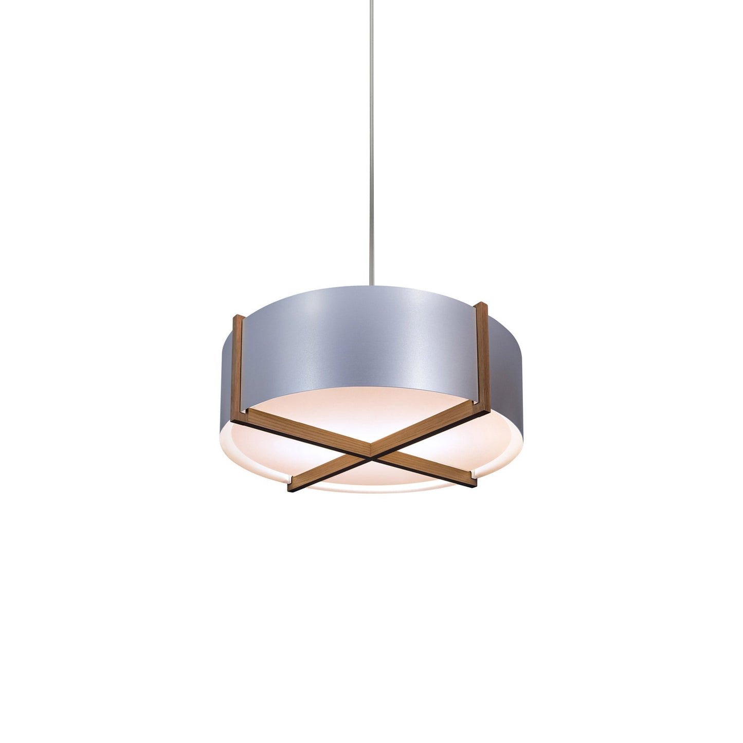 Plura LED Pendant Light in Walnut/Brushed Aluminum (24-Inch).