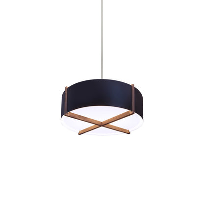 Plura LED Pendant Light in Walnut/Matte Black/White Interior (24-Inch).