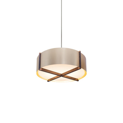 Plura LED Pendant Light in Walnut/Rose Gold (24-Inch).