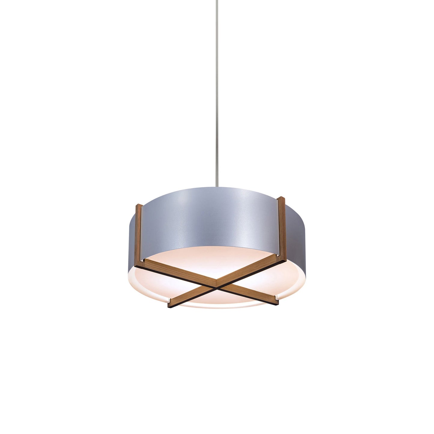 Plura LED Pendant Light in Walnut/Brushed Aluminum (30-Inch).