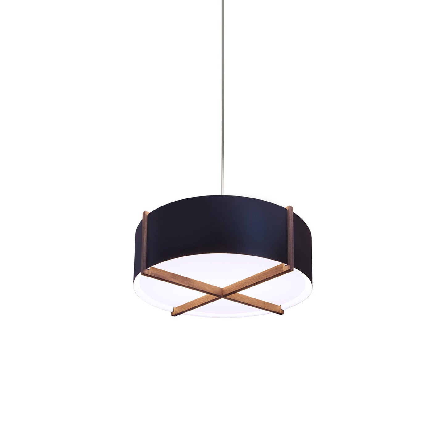 Plura LED Pendant Light in Walnut/Matte Black/White Interior (30-Inch).