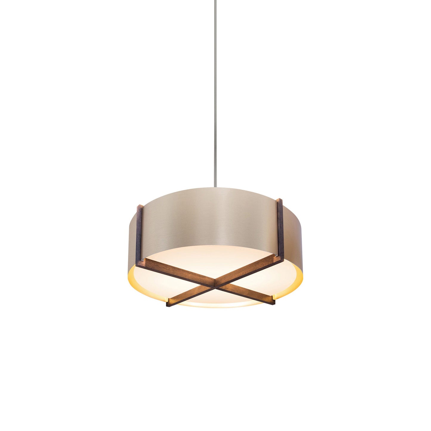 Plura LED Pendant Light in Walnut/Rose Gold (30-Inch).