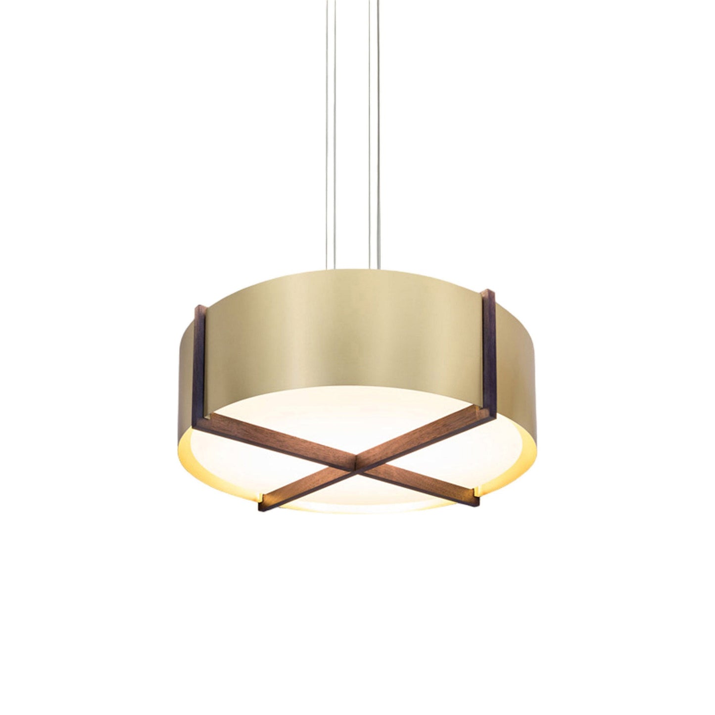 Plura LED Pendant Light in Walnut/Brushed Brass (36-Inch).