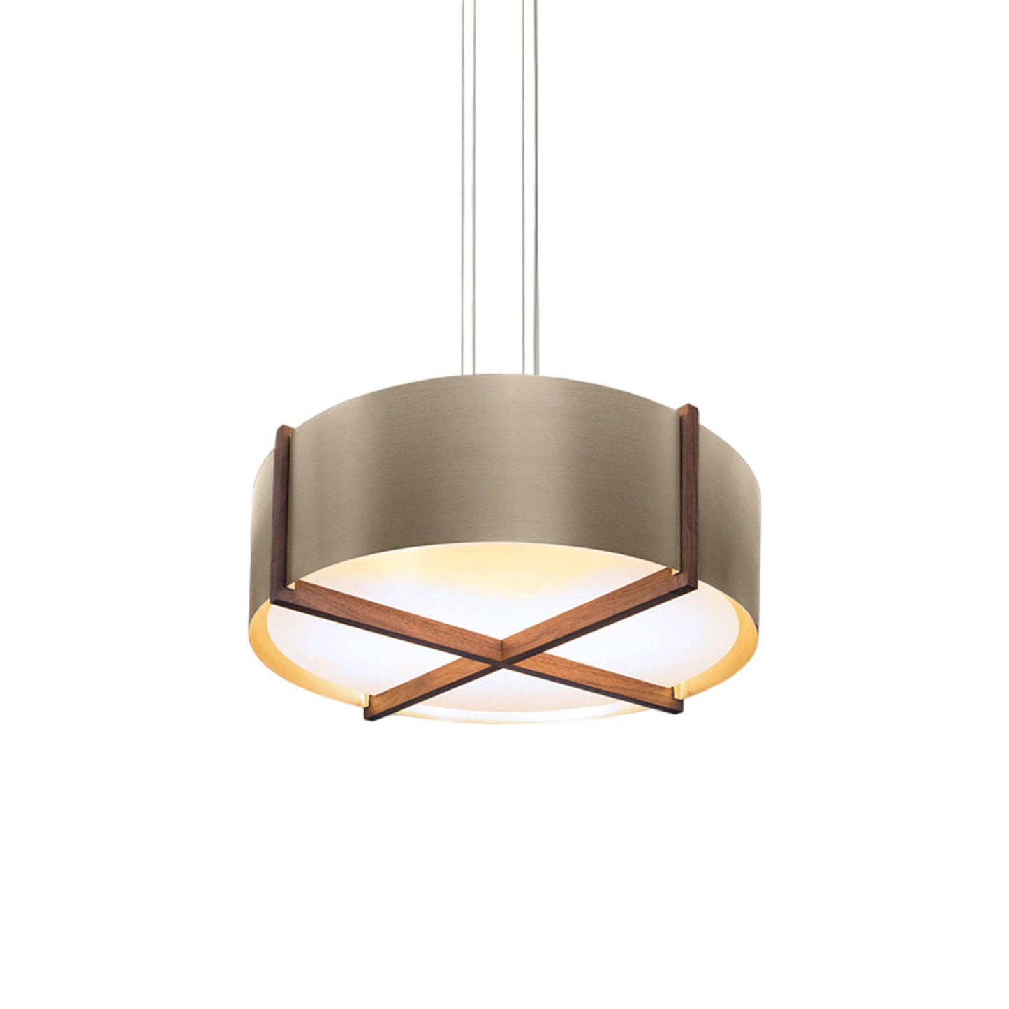 Plura LED Pendant Light in Walnut/Distressed Brass (36-Inch).