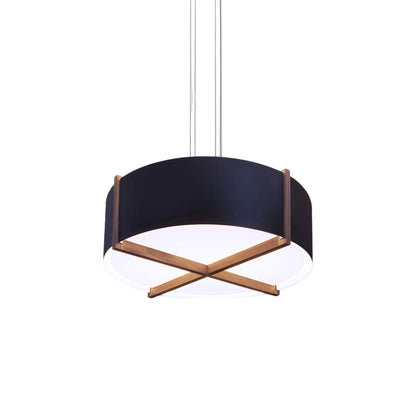 Plura LED Pendant Light in Walnut/Matte Black/White Interior (36-Inch).