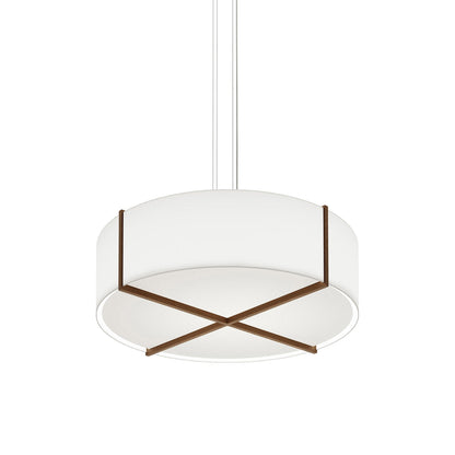 Plura LED Pendant Light in Dark Stained Walnut/Frosted Polymer (46-Inch).