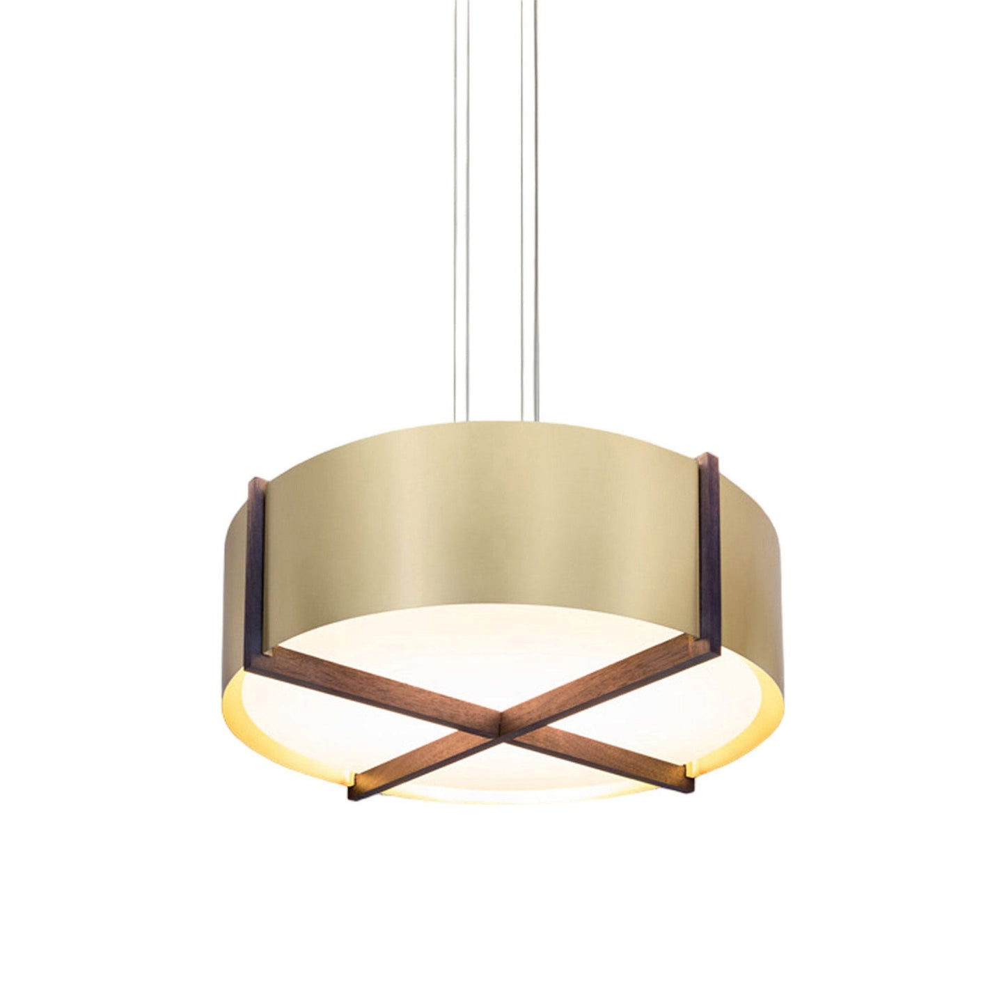 Plura LED Pendant Light in Walnut/Brushed Brass (46-Inch).