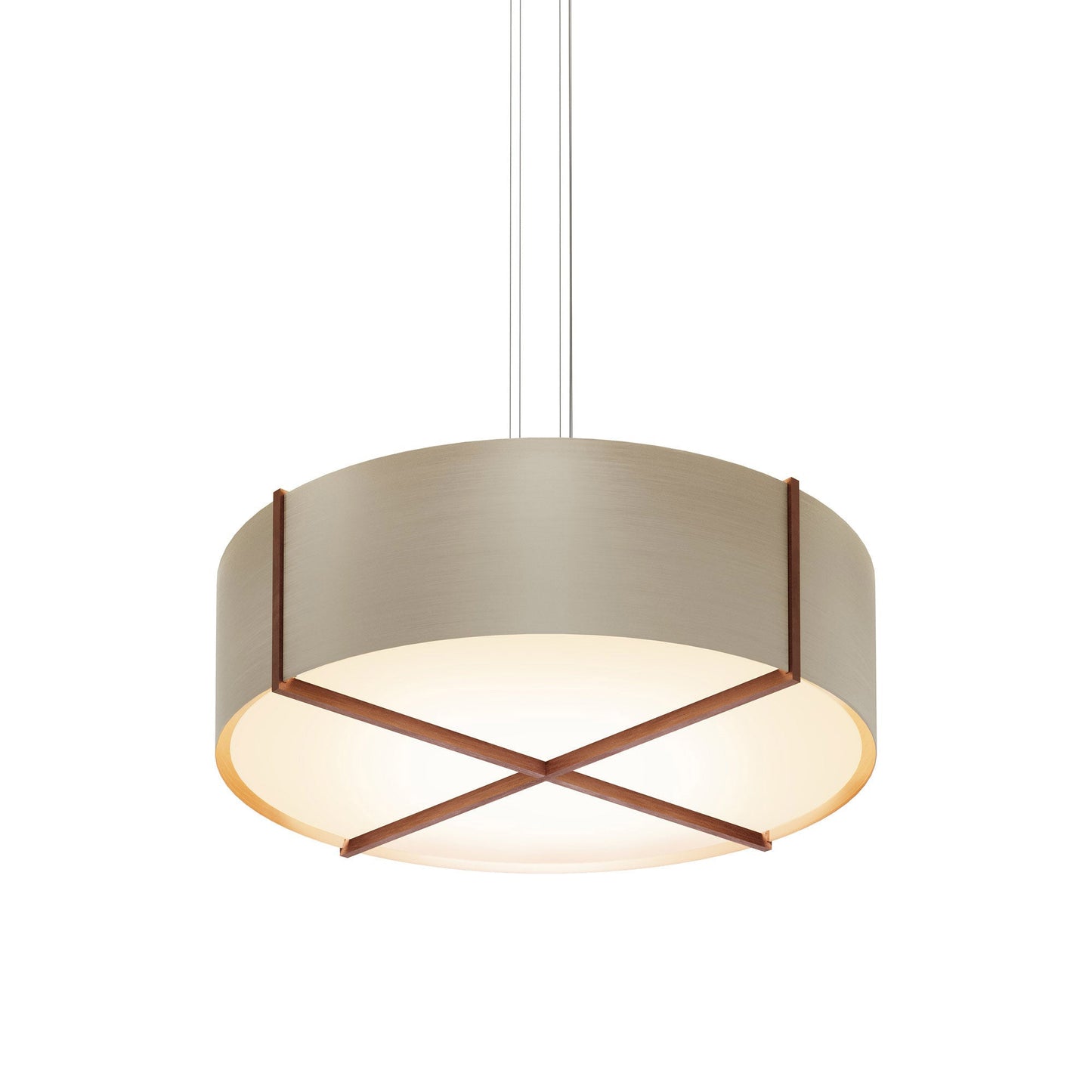 Plura LED Pendant Light in Walnut/Distressed Brass (46-Inch).