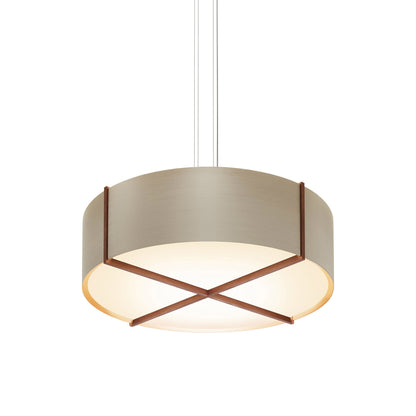 Plura LED Pendant Light in Walnut/Distressed Brass (46-Inch).