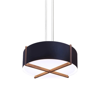 Plura LED Pendant Light in Walnut/Matte Black/White Interior (46-Inch).