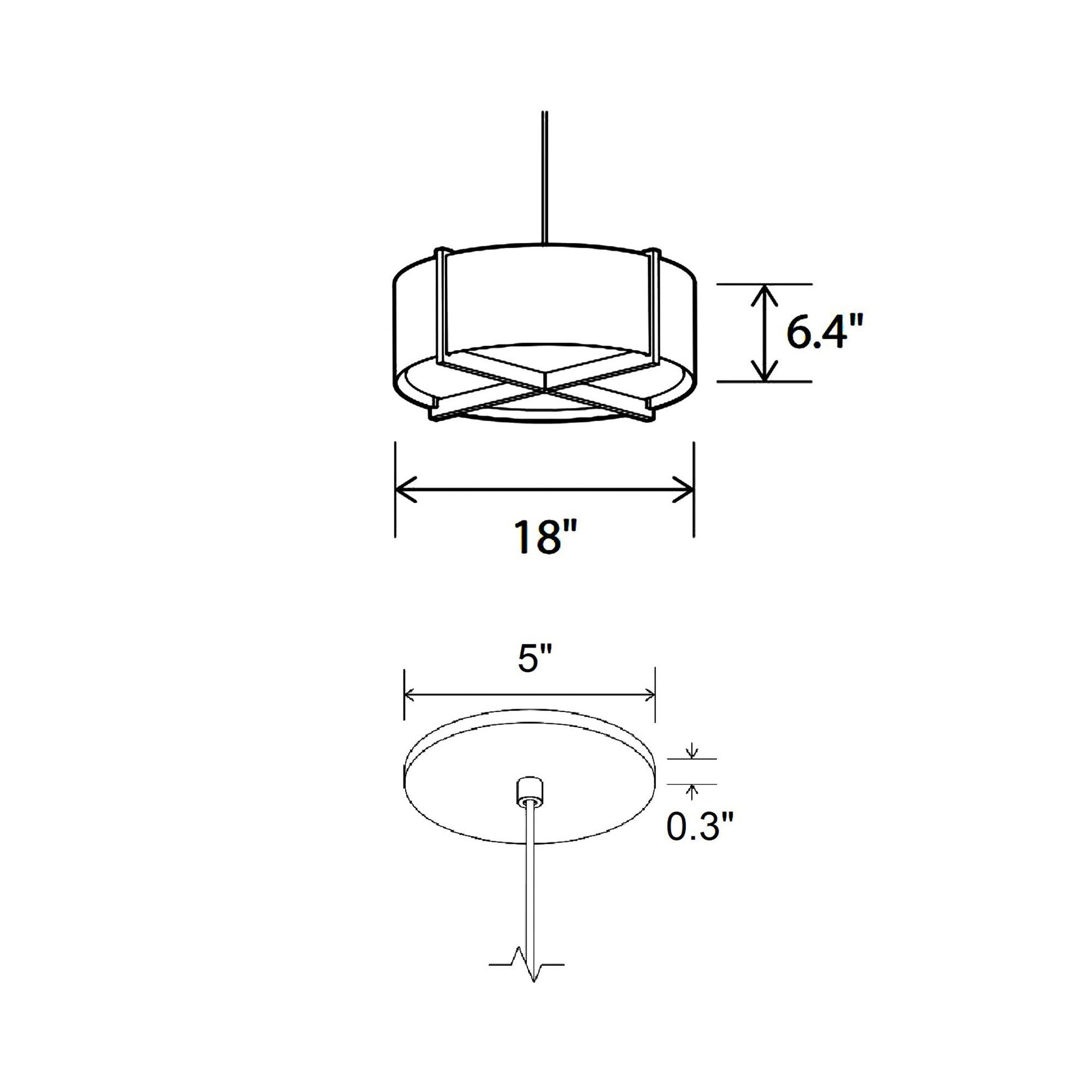 Plura LED Pendant Light - line drawing.