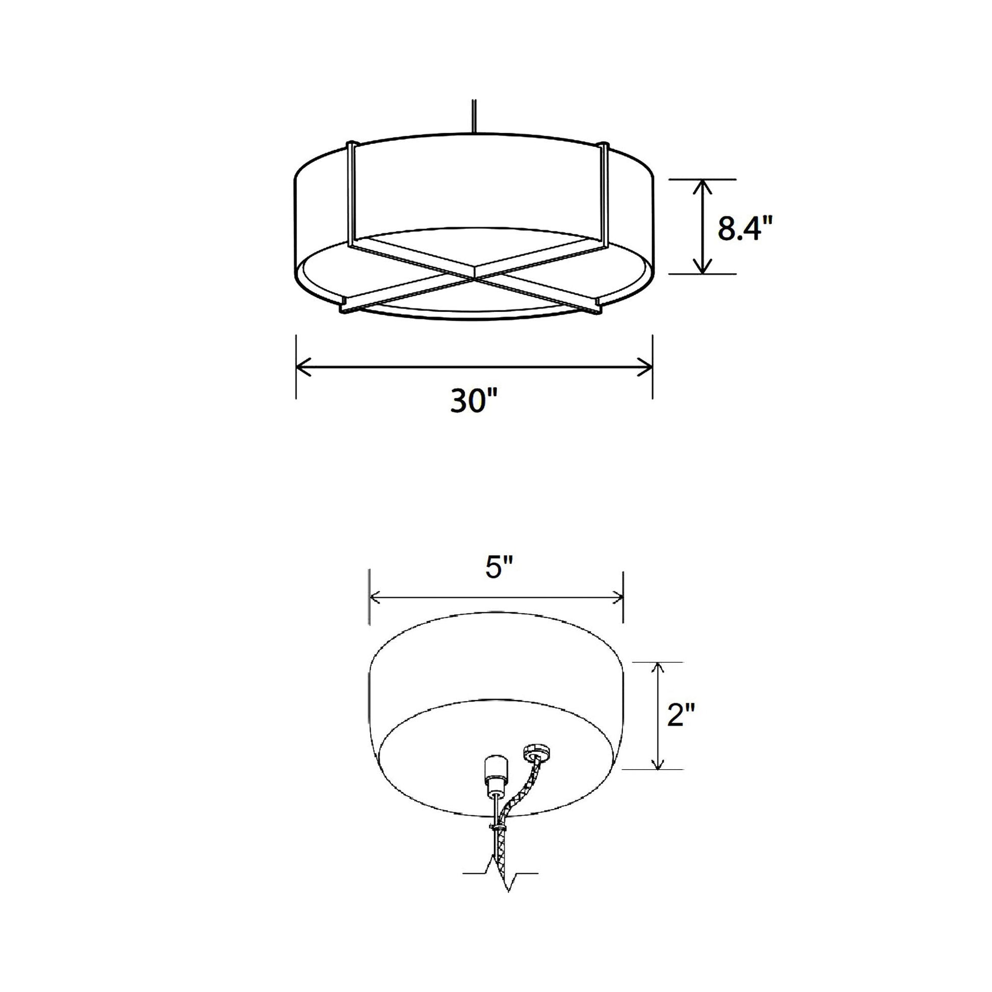 Plura LED Pendant Light - line drawing.