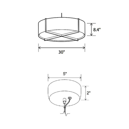 Plura LED Pendant Light - line drawing.