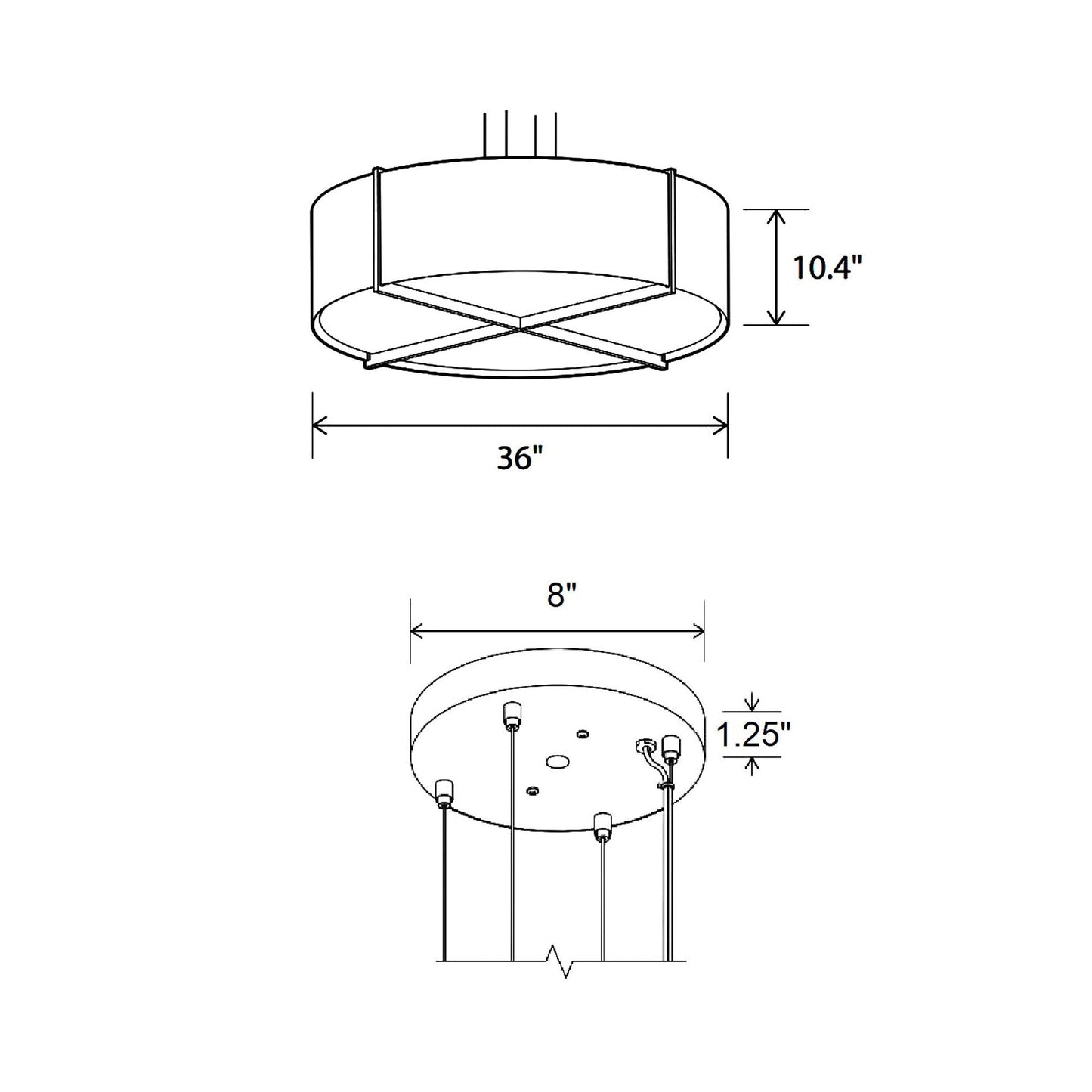 Plura LED Pendant Light - line drawing.