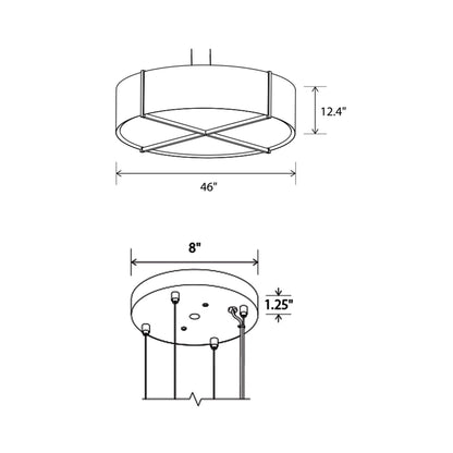 Plura LED Pendant Light - line drawing.