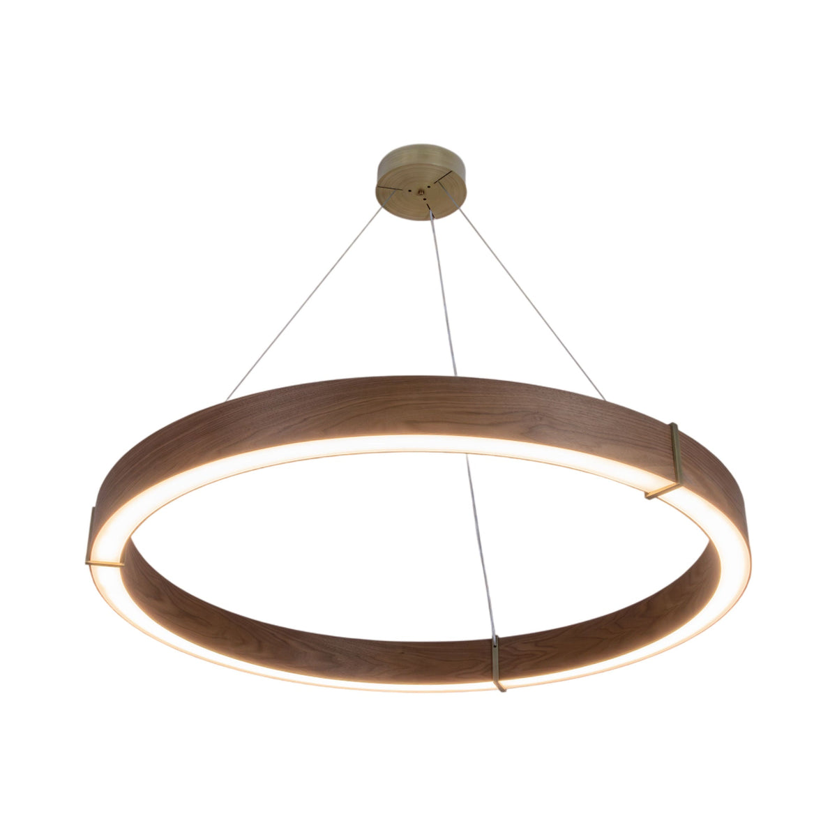 Redeo Pendant Light in Walnut/Distressed Brass (48-Inch/2700K).