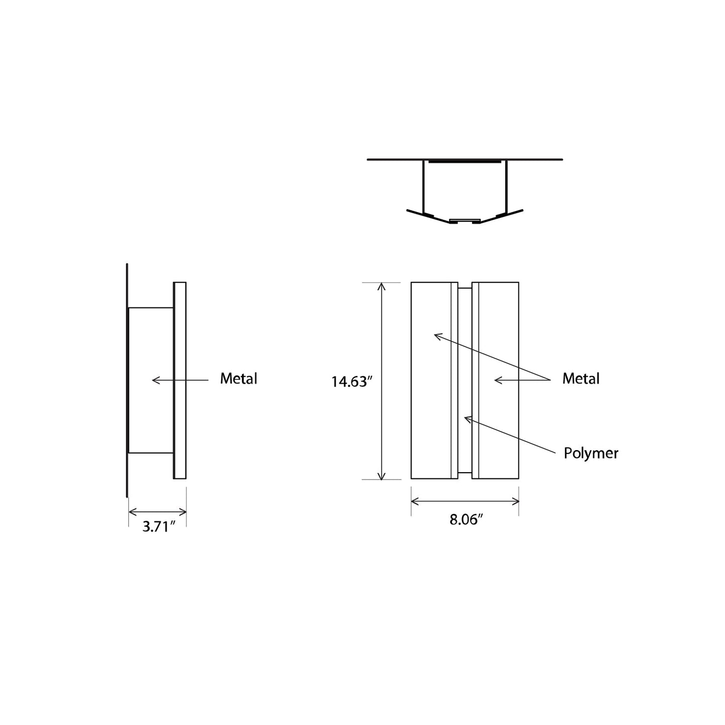 Rima Outdoor LED Wall Light - line drawing.