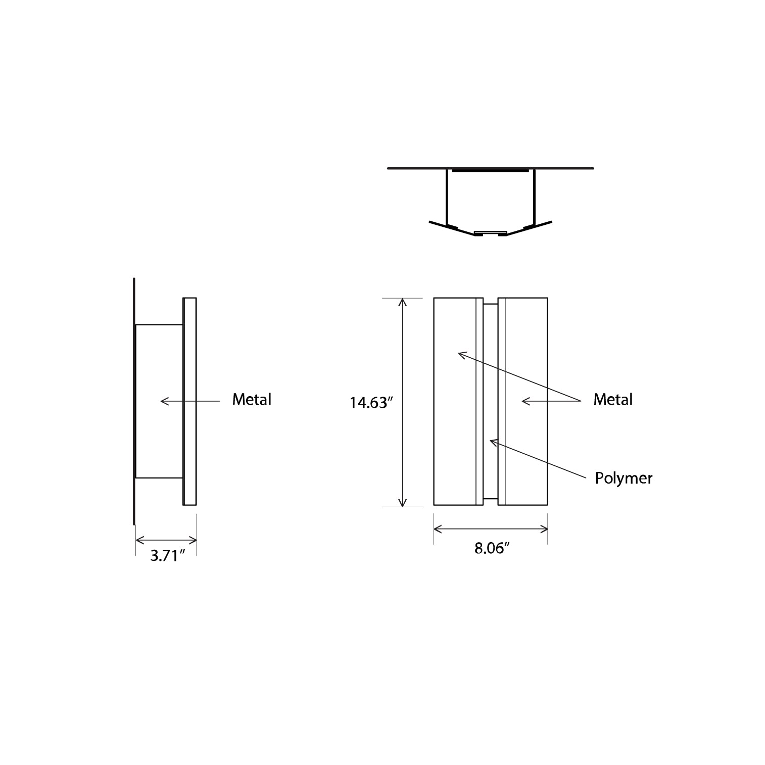 Rima Outdoor LED Wall Light - line drawing.