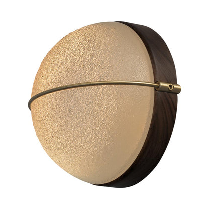 Sona Wall Light in Dark Stained Walnut/Satin Distressed Brass (2700K).