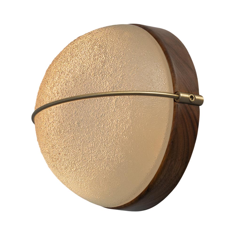 Sona Wall Light in Walnut/Satin Distressed Brass (2700K).