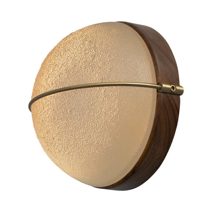 Sona Wall Light in Walnut/Satin Distressed Brass (2700K).