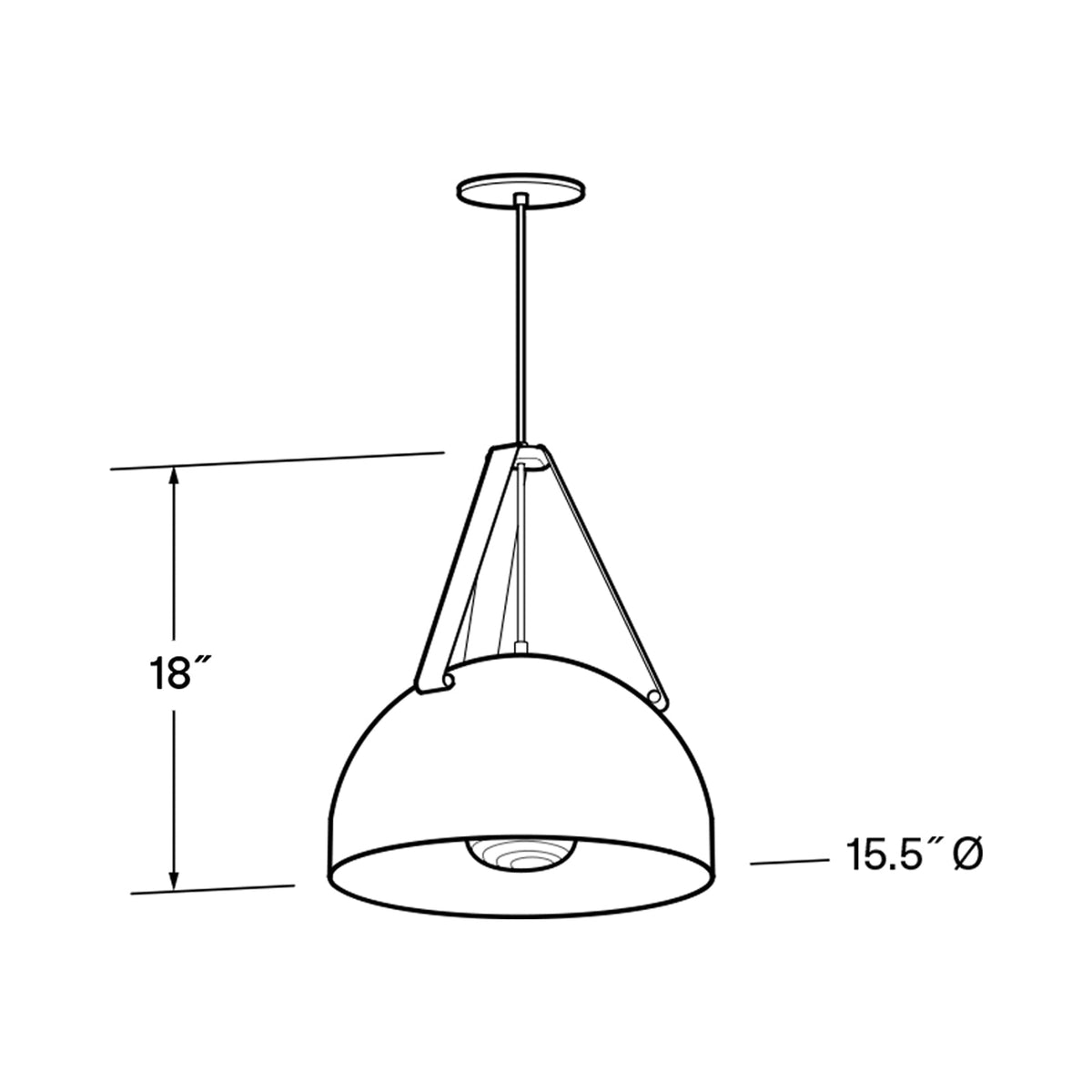 Stillo LED Pendant Light - line drawing.