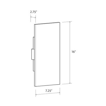 Tersus L LED Wall Light - line drawing.