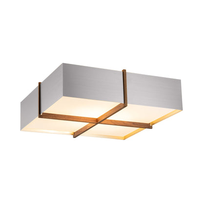 Veram LED Flush Mount Ceiling Light in Brushed Aluminum/Walnut (24-Inch/2700K).