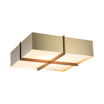 Veram LED Flush Mount Ceiling Light in Brushed Brass/Walnut (24-Inch/2700K).