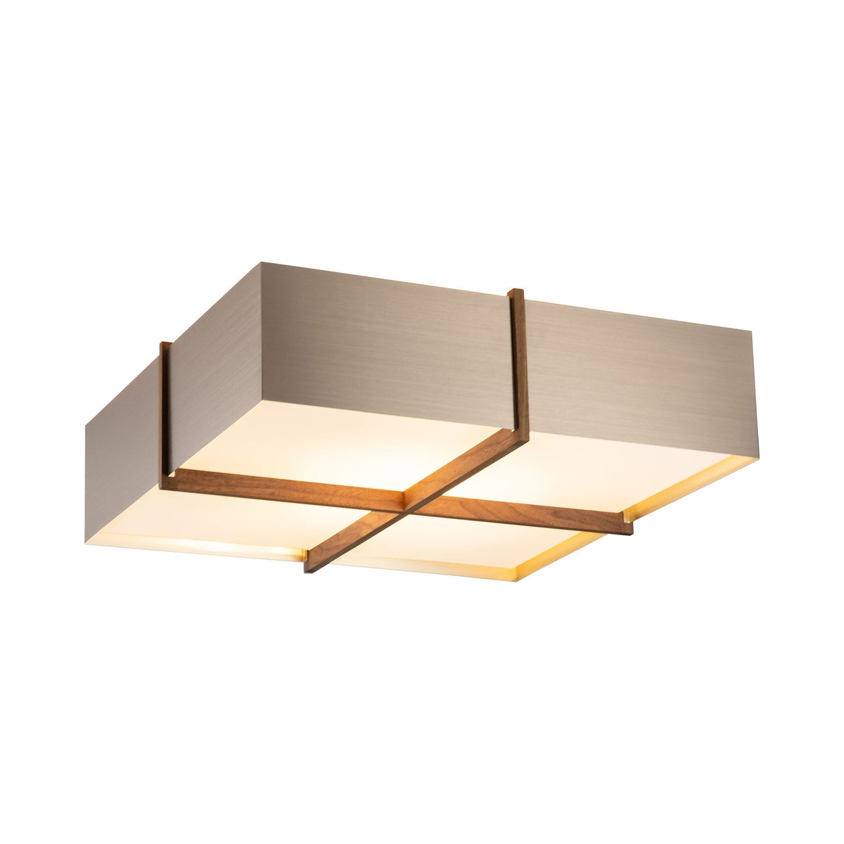 Veram LED Flush Mount Ceiling Light in Brushed Rose Gold/Walnut (24-Inch/2700K).