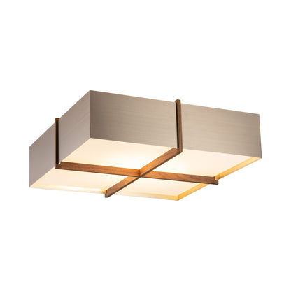Veram LED Flush Mount Ceiling Light in Brushed Rose Gold/Walnut (24-Inch/2700K).