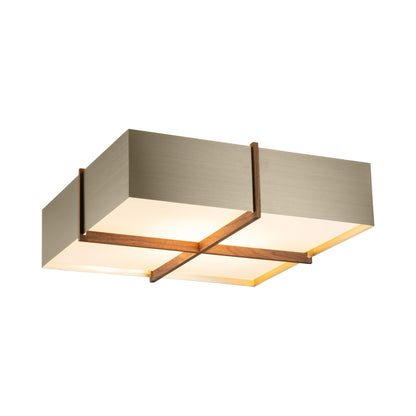 Veram LED Flush Mount Ceiling Light in Distressed Brass/Walnut (24-Inch/2700K).