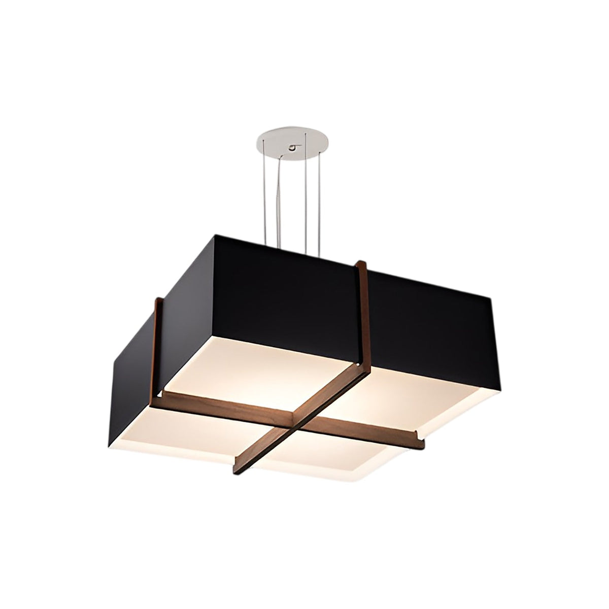 Veram LED Pendant Light in Matte Black with Matte White Interior/Walnut (18-Inch/2700K).