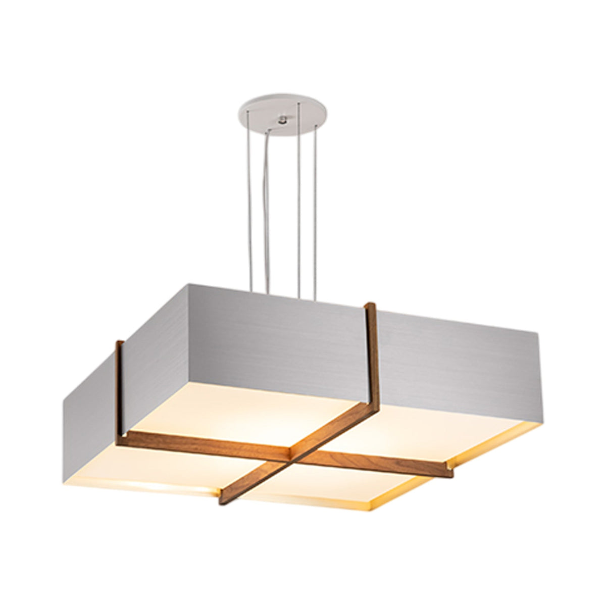 Veram LED Pendant Light in Brushed Aluminum/Walnut (24-Inch/2700K).
