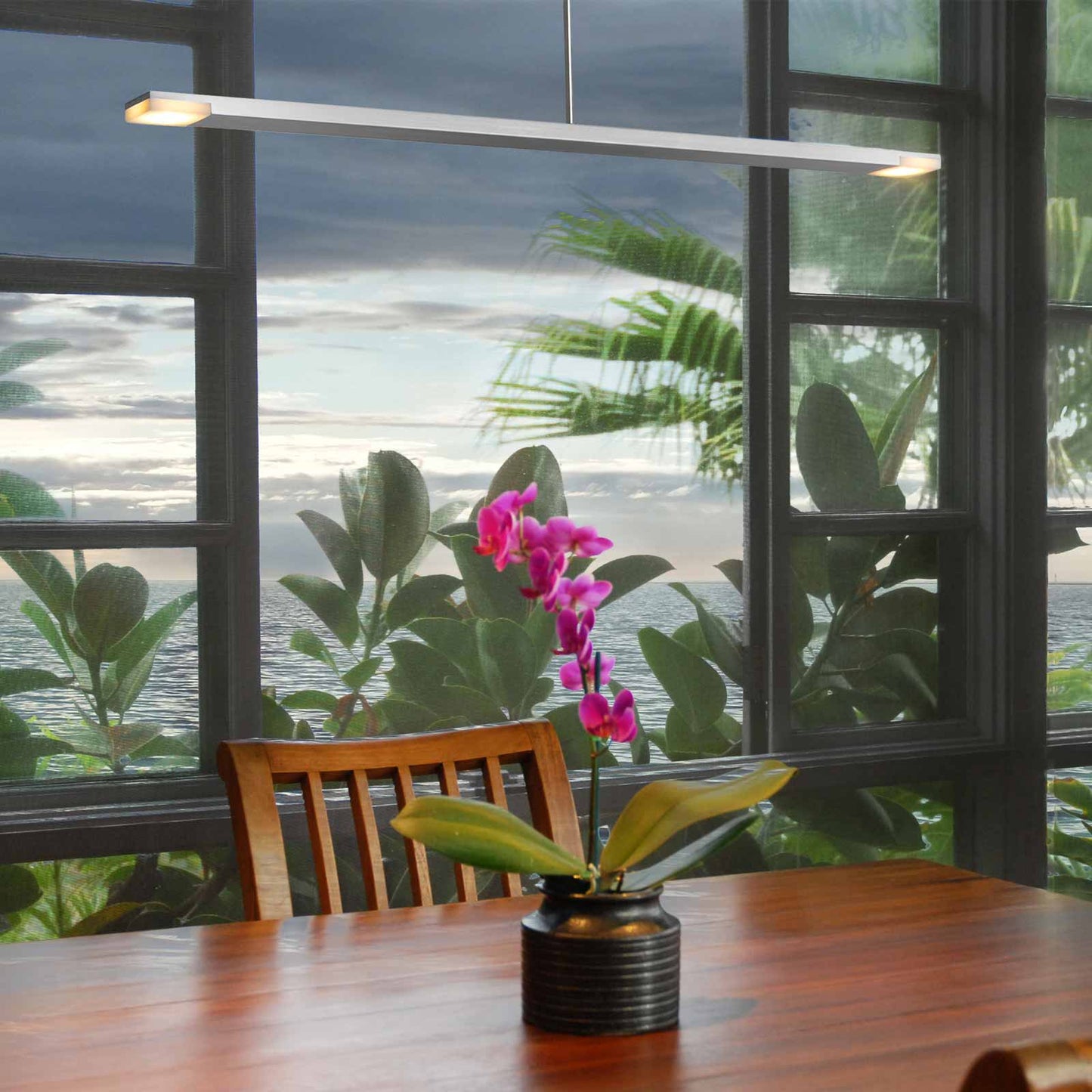 Virga LED Pendant Light in dining room.