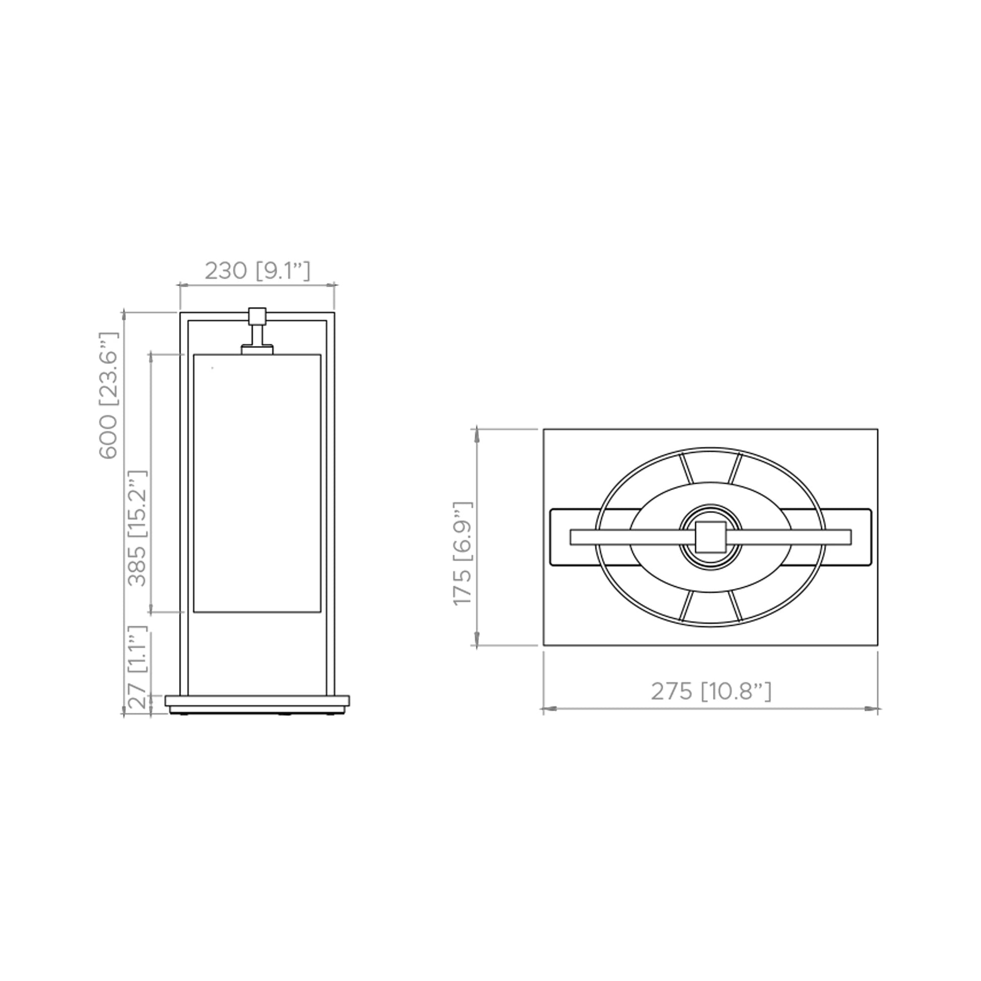 Athena Table Lamp - line drawing.