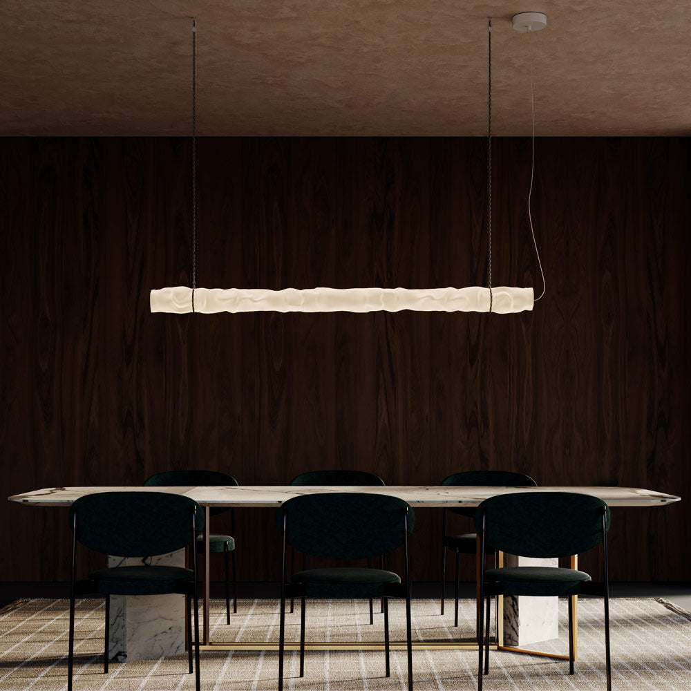 Baggy LED Horizontal Pendant Light in dining room.